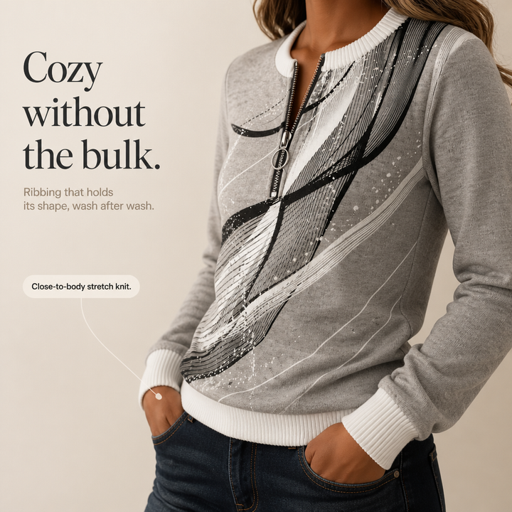Lineora – Abstract Print Half-Zip Sweatshirt