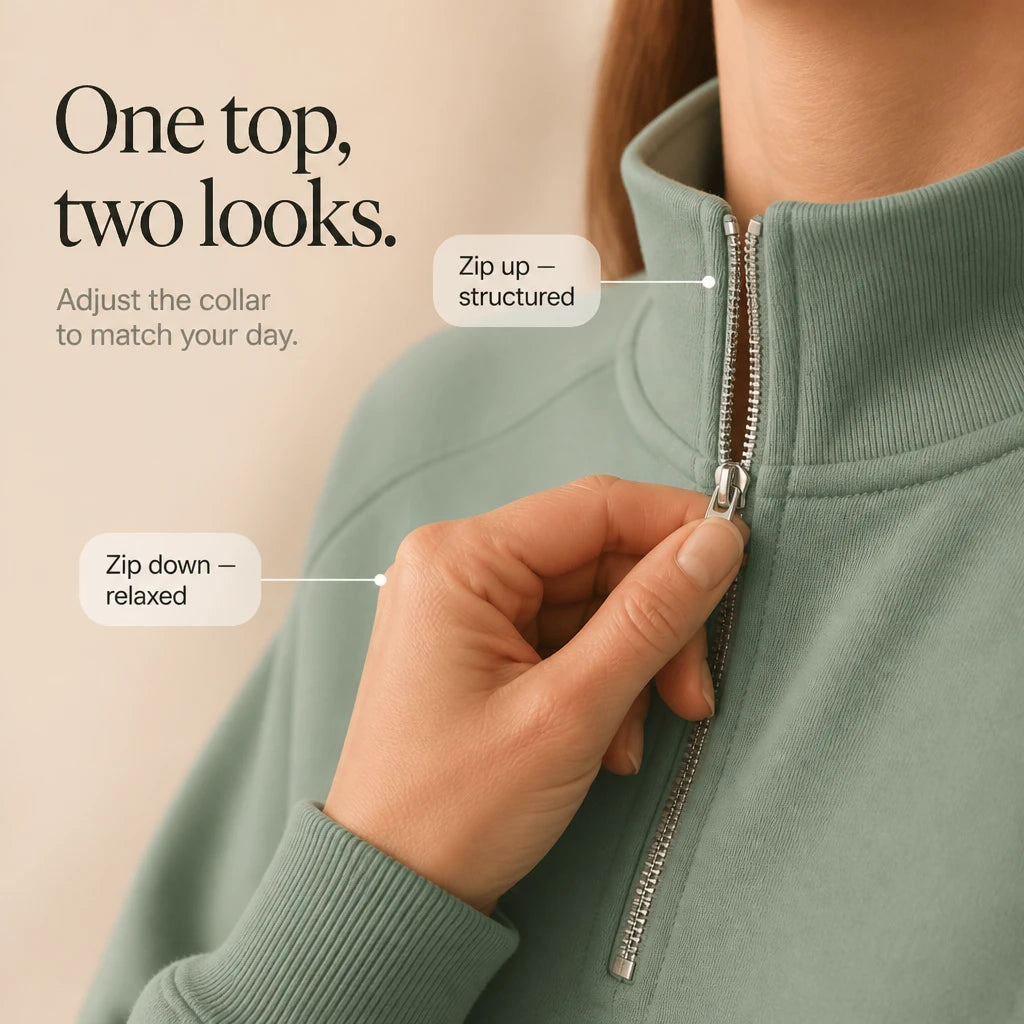Easewell – Half-Zip Top And Wide-Leg Trouser Set