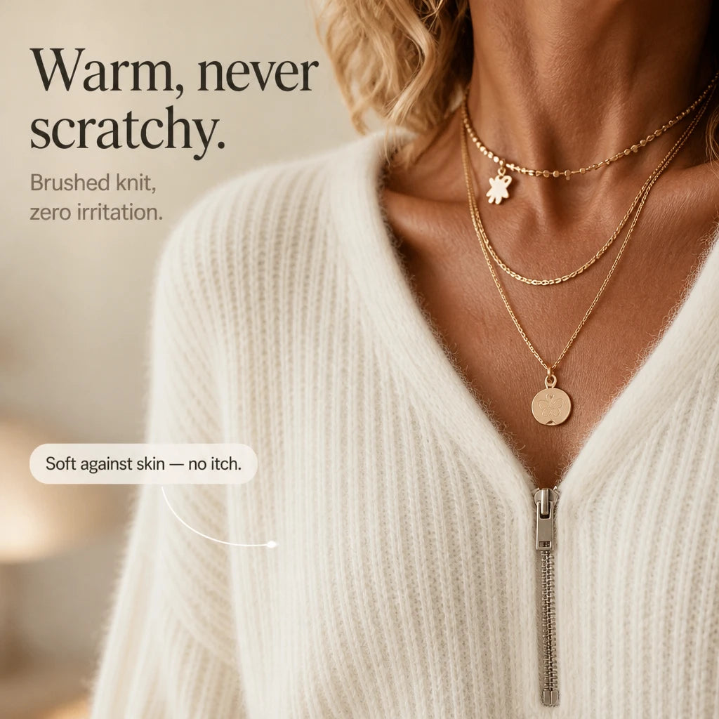 Cozyline – Ribbed Knit Half-Zip Pullover