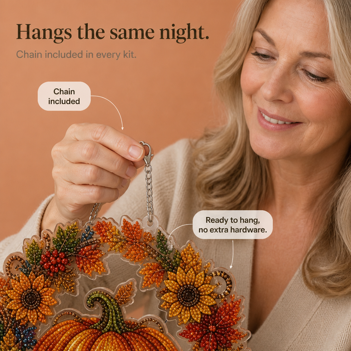 Duskglow Wreath – Pumpkin Diamond Painting Wreath Kit