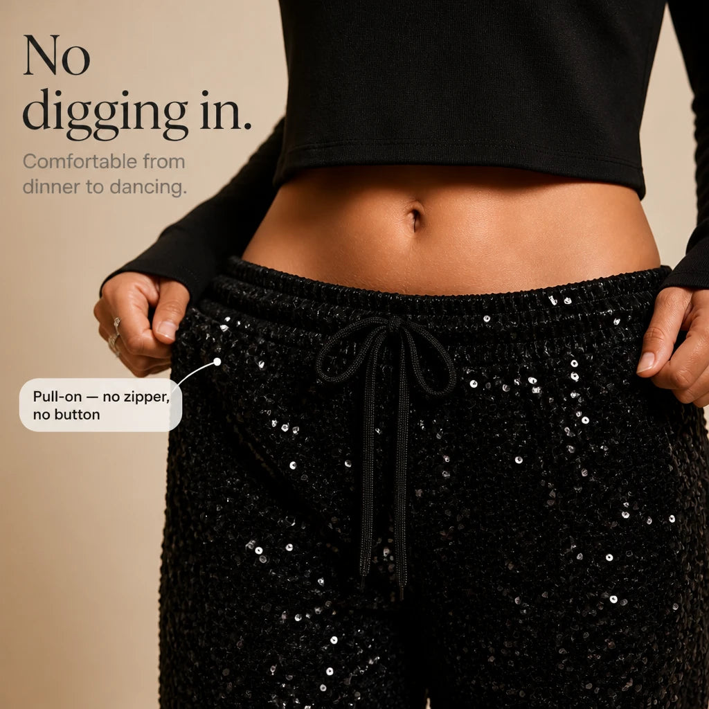 Sequinelle – Sequin Straight-Leg Trousers