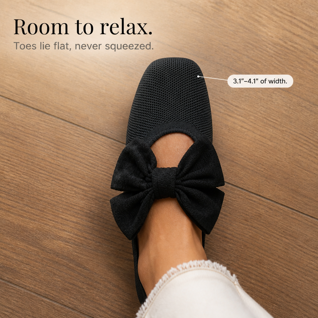 Bowelle – Knit Square-Toe Bow Flats