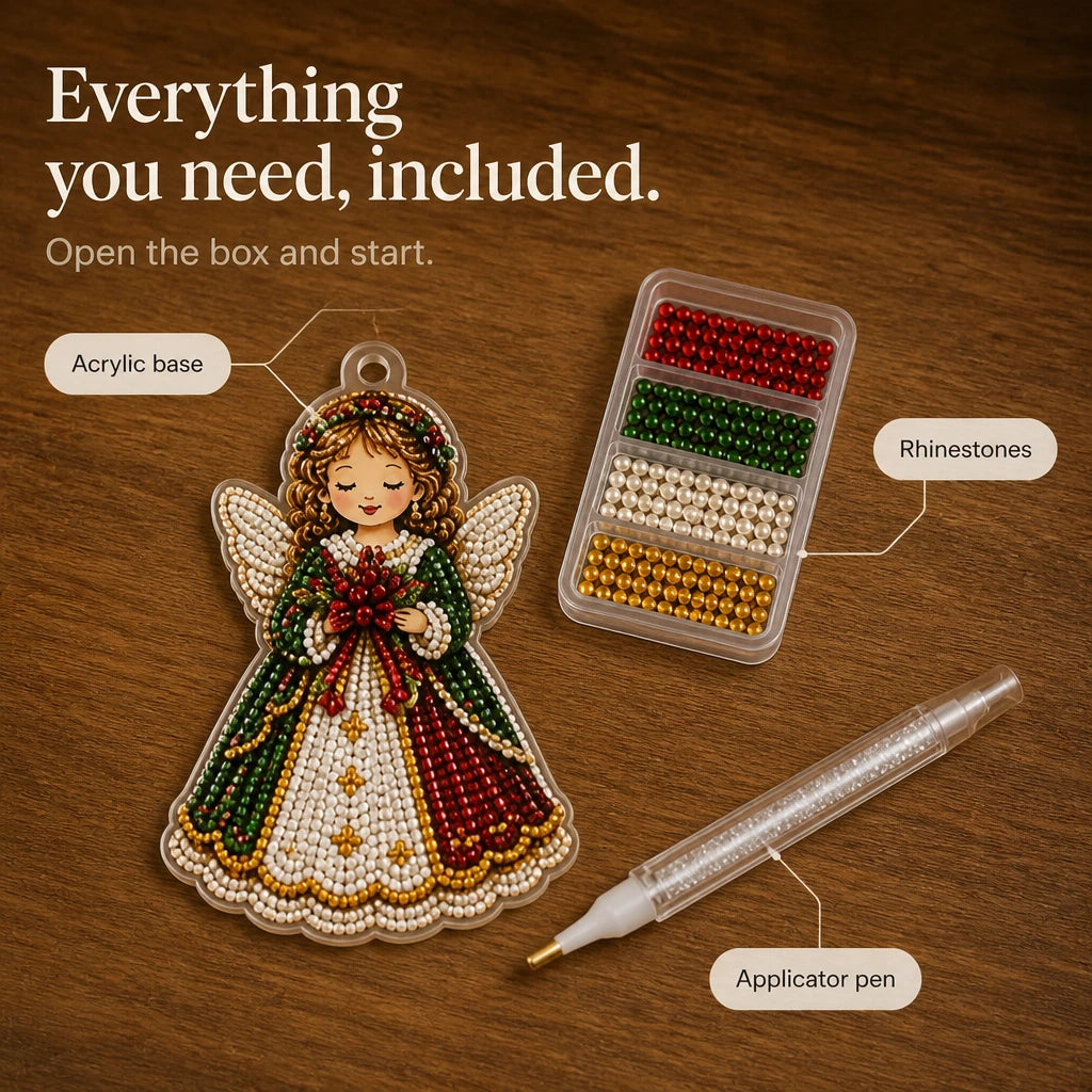 Twinklecraft – Rhinestone Angel Christmas Ornament (12 pieces)