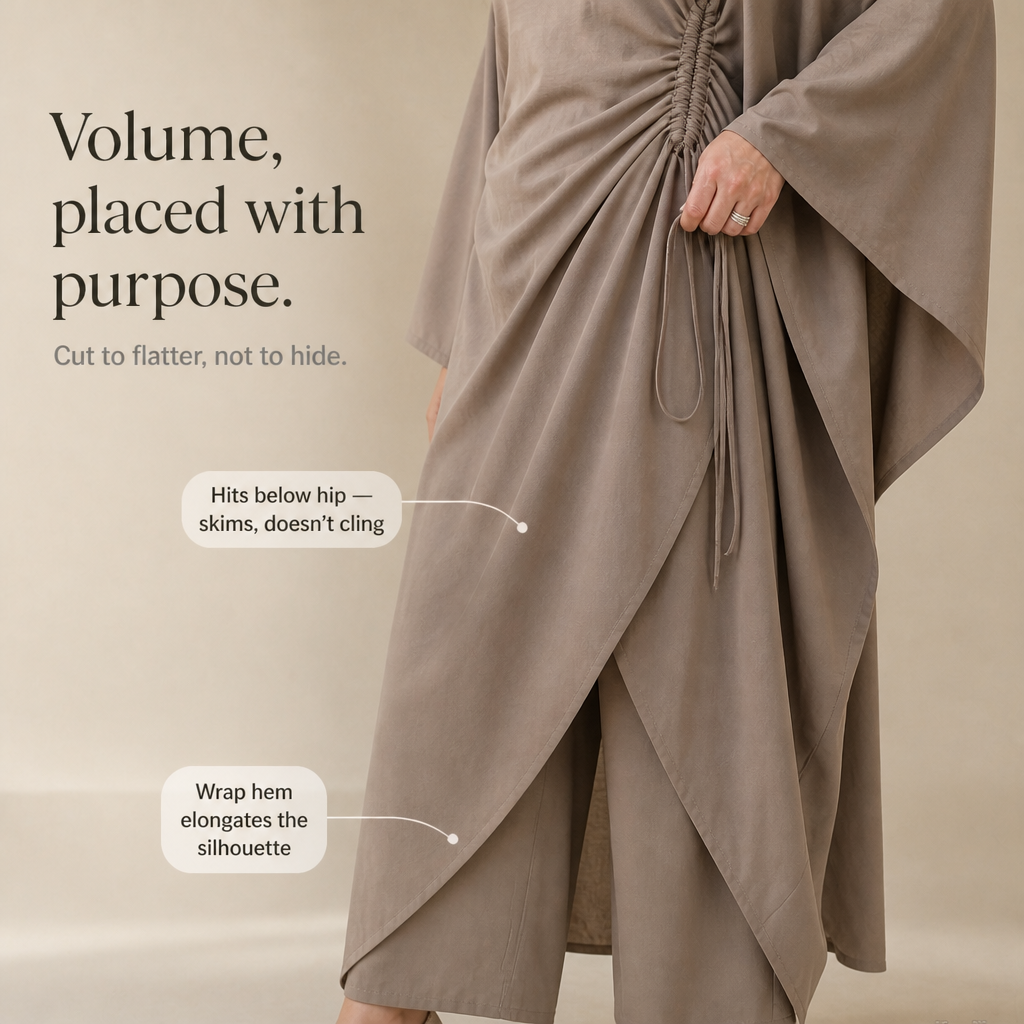 Cinchara – Ruched Waist Batwing Kaftan Two-Piece Set