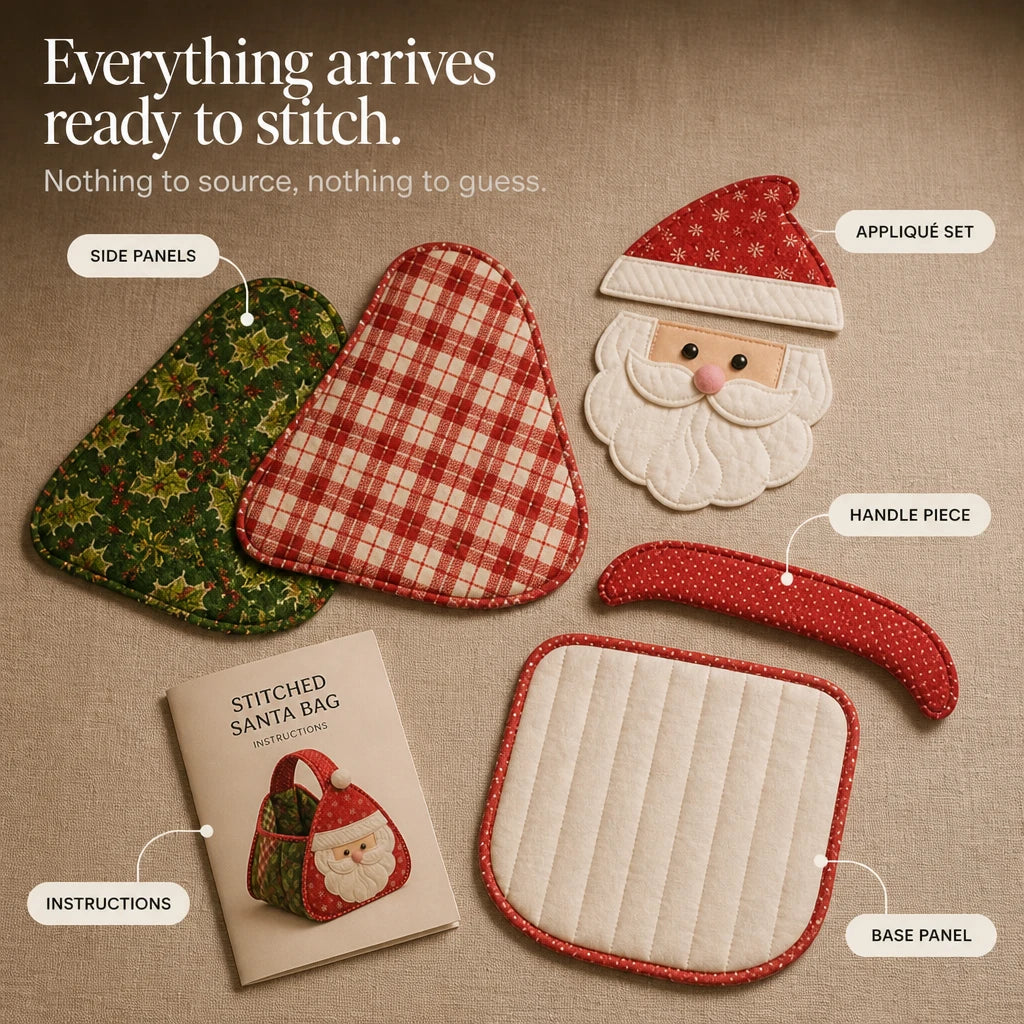 Holly & Stitch – Santa Appliqué Quilted Sewing Basket Kit
