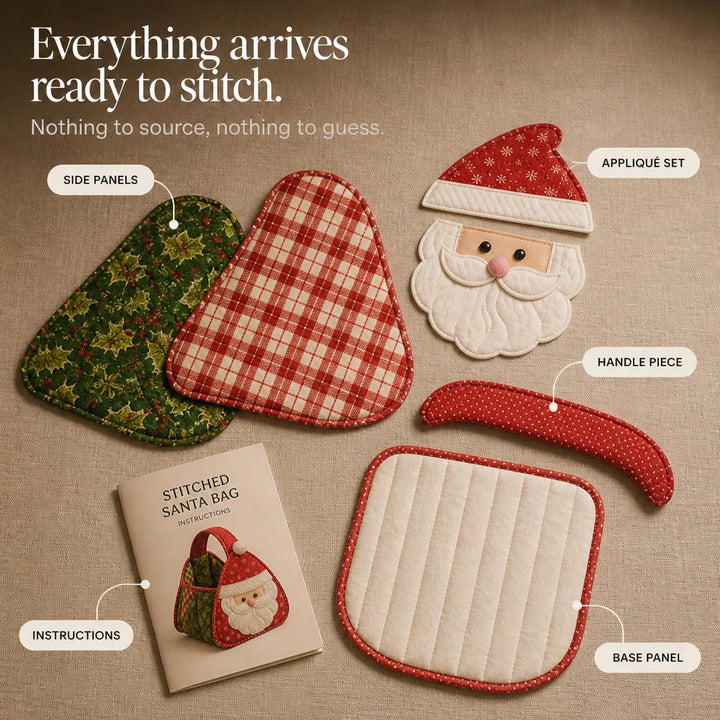 Holly & Stitch – Santa Appliqué Quilted Sewing Basket Kit