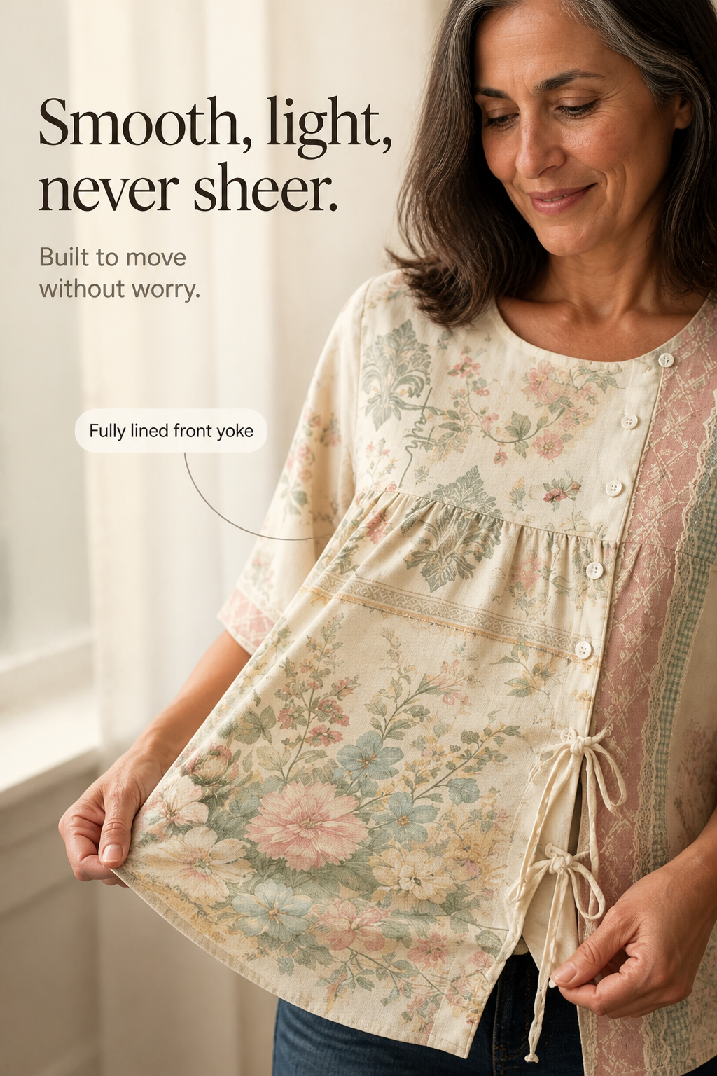 Ninetysecond – Retro Floral Side-Button Blouse