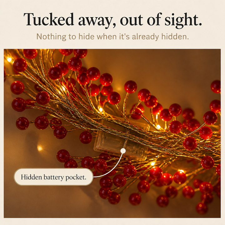 Glowberry – Berry-Diffused Warm Glow LED Wreath
