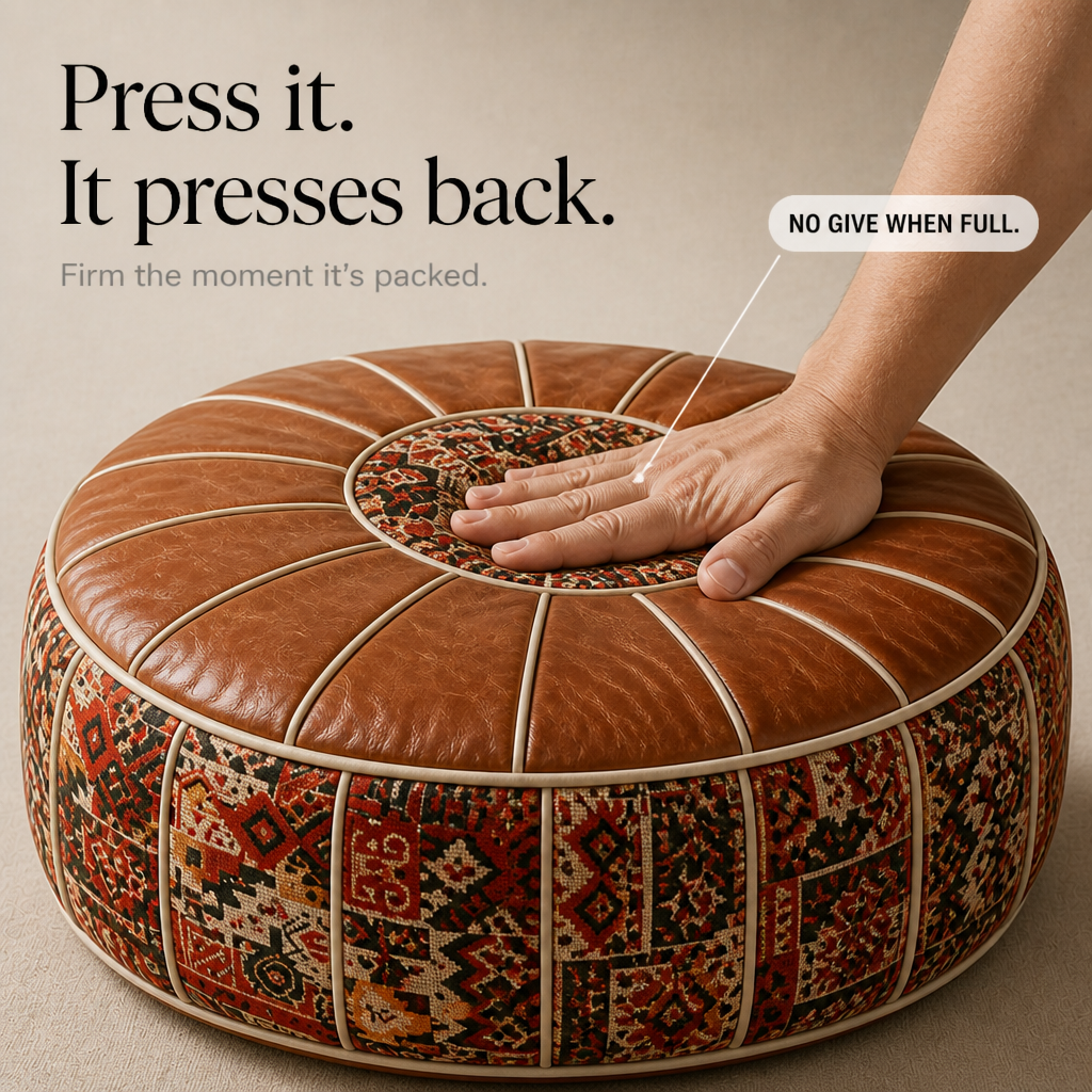 Stashly – Fillable Faux Leather Storage Pouf Ottoman