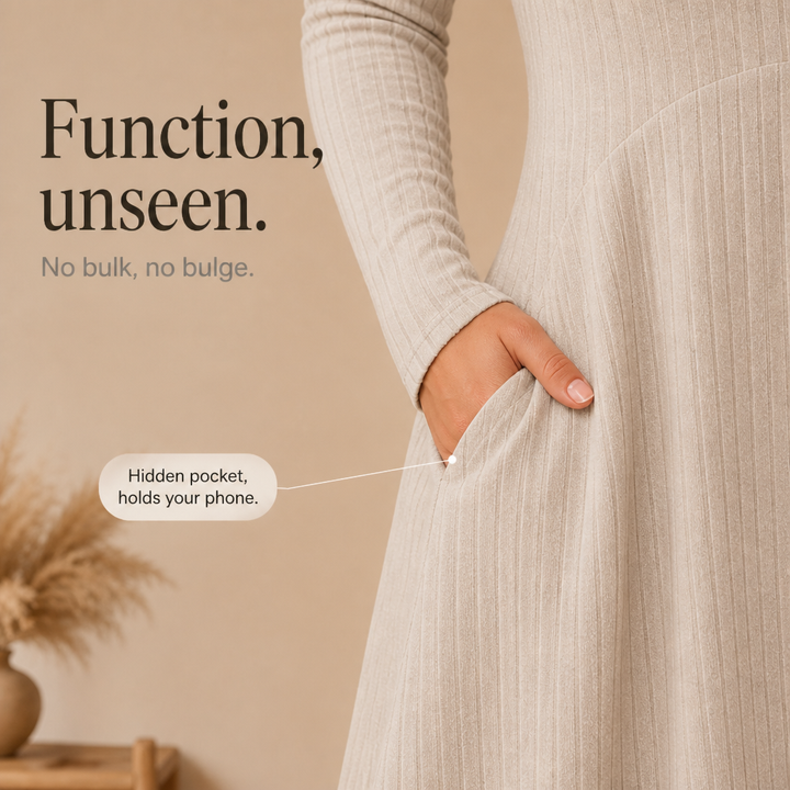 Vivelyn – High-Waisted Ribbed A-Line Midi Dress