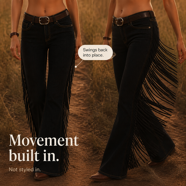 Elarosa – Western Fringe Bell Flare Jeans