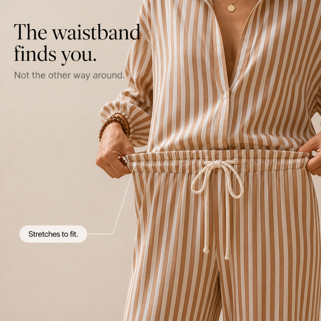 Wearbella – Striped Two-Piece Lantern Sleeve Set