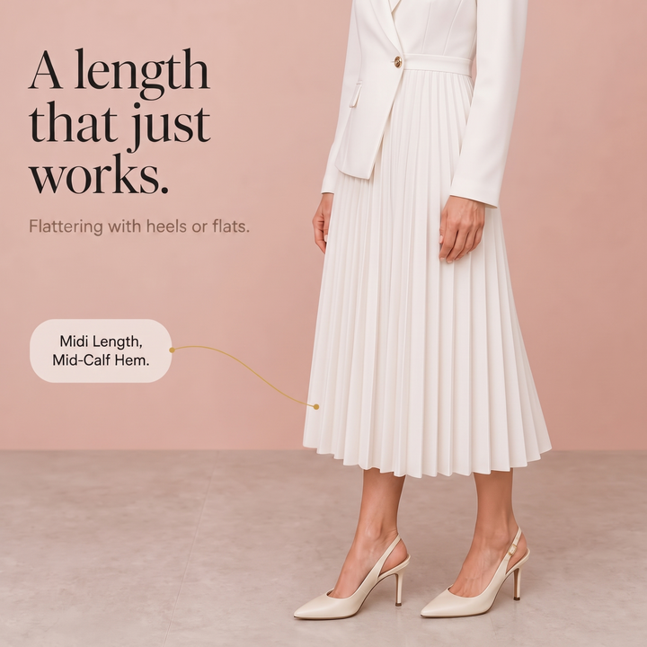 Pleat & Poise – Button-Front Pleated Midi Dress