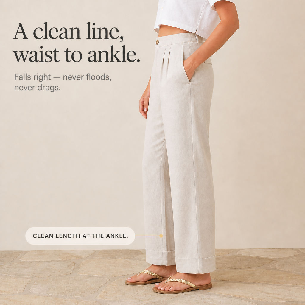 Trueline – Cotton-Linen Wide Leg Trousers