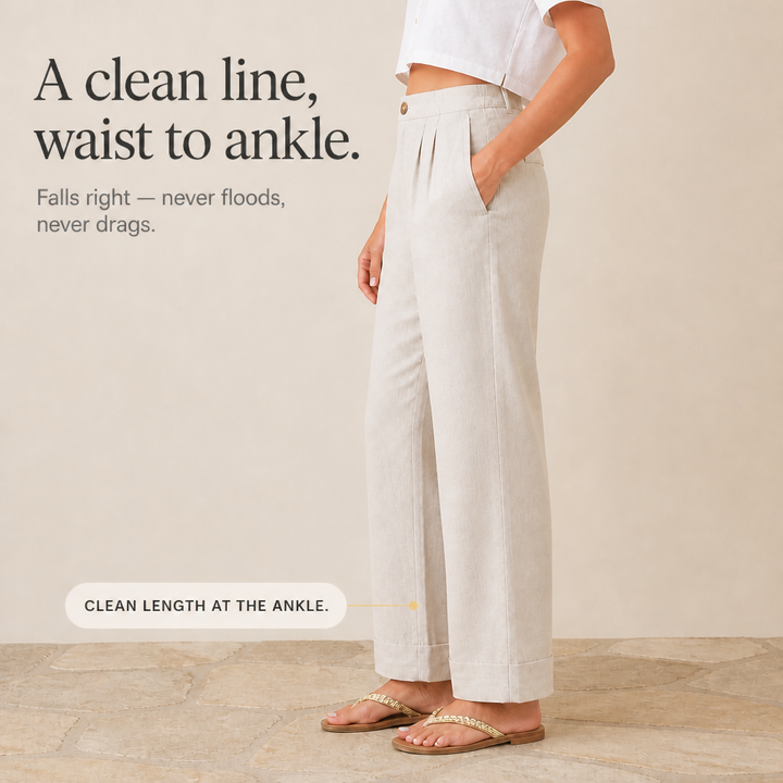 Trueline – Cotton-Linen Wide Leg Trousers