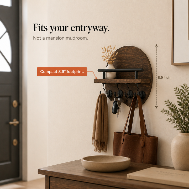 Keyhaven – Wall-Mounted Entryway Shelf With Double Hooks