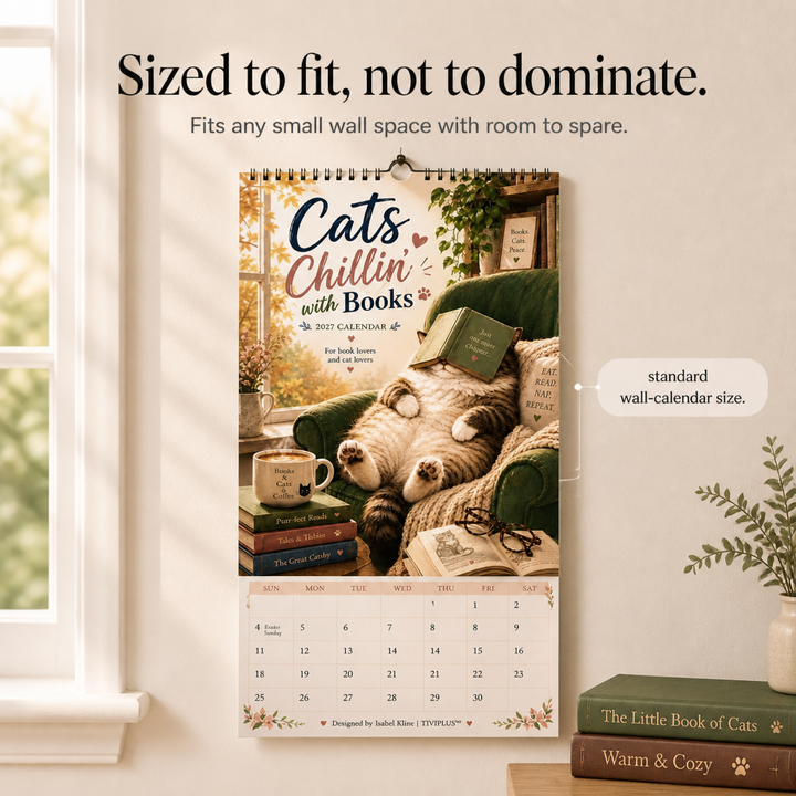 Pagepaws – 2027 Cats And Books 12-Month Wall Calendar