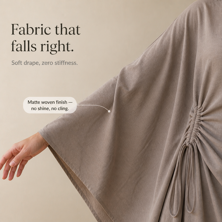 Cinchara – Ruched Waist Batwing Kaftan Two-Piece Set