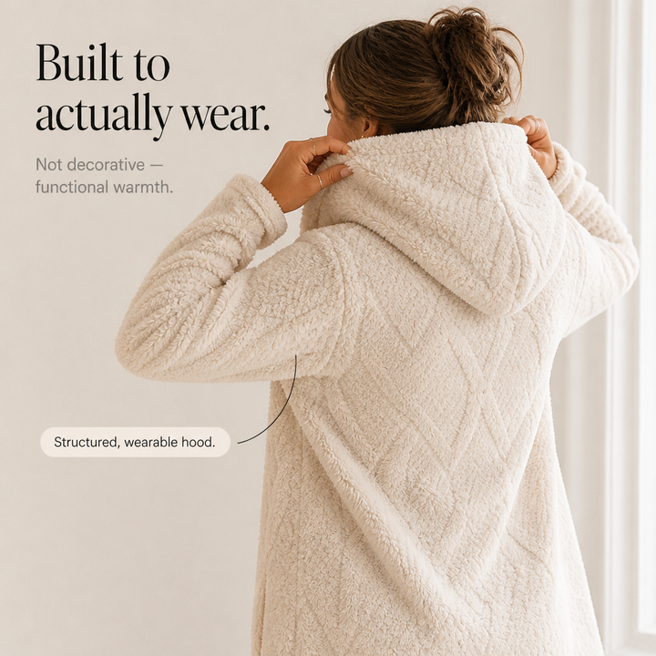 Wearbella – Diamond Jacquard Plush Hooded Coat
