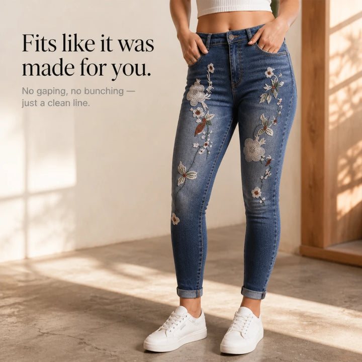 Florenza – Floral Embroidered High-Waisted Jeans