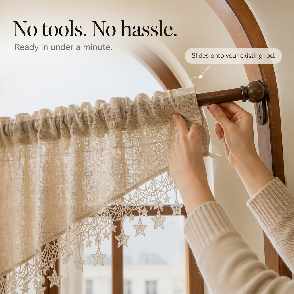 Starwoven – Star Lace Arc Hem Half Curtain