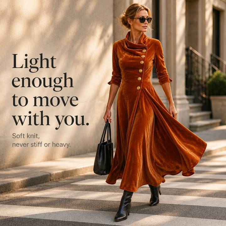 Veloura – Cowl Neck Velvet-Look Maxi Dress