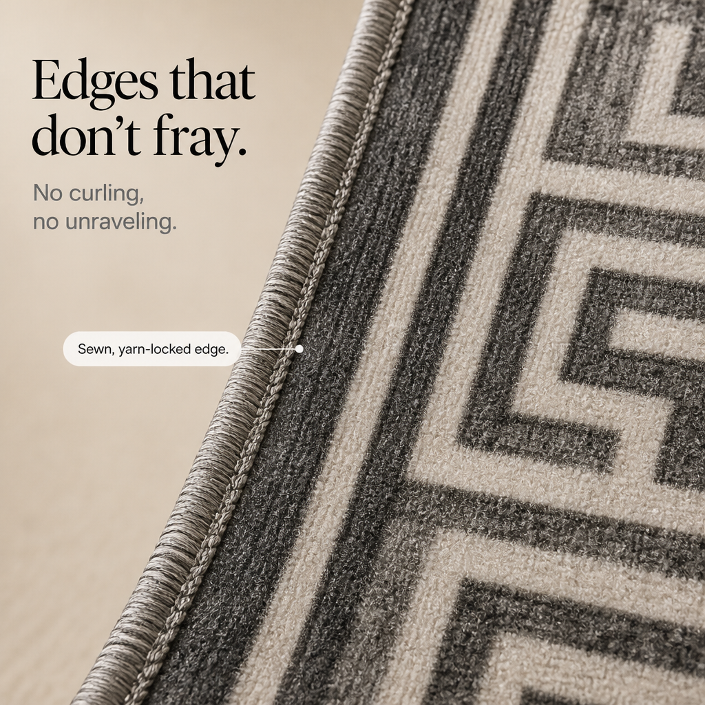 Gripwell – Low-Pile Machine-Washable Greek Key Area Rug