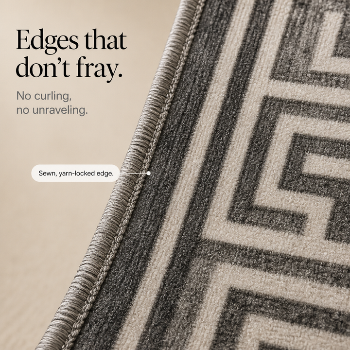Gripwell – Low-Pile Machine-Washable Greek Key Area Rug
