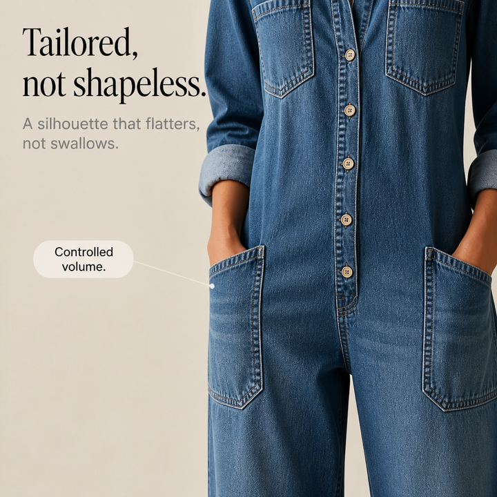 Onedress – Wide-Leg Button-Front Denim Jumpsuit