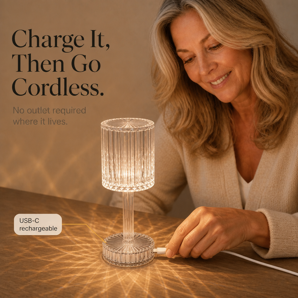 Faceva – Cordless Faceted Crystal Touch Table Lamp