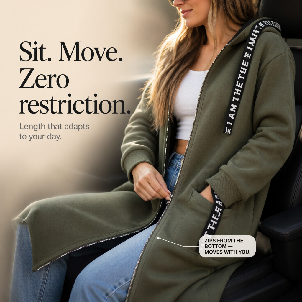 Wrapelle – Extra-Long Hooded Zip Jacket
