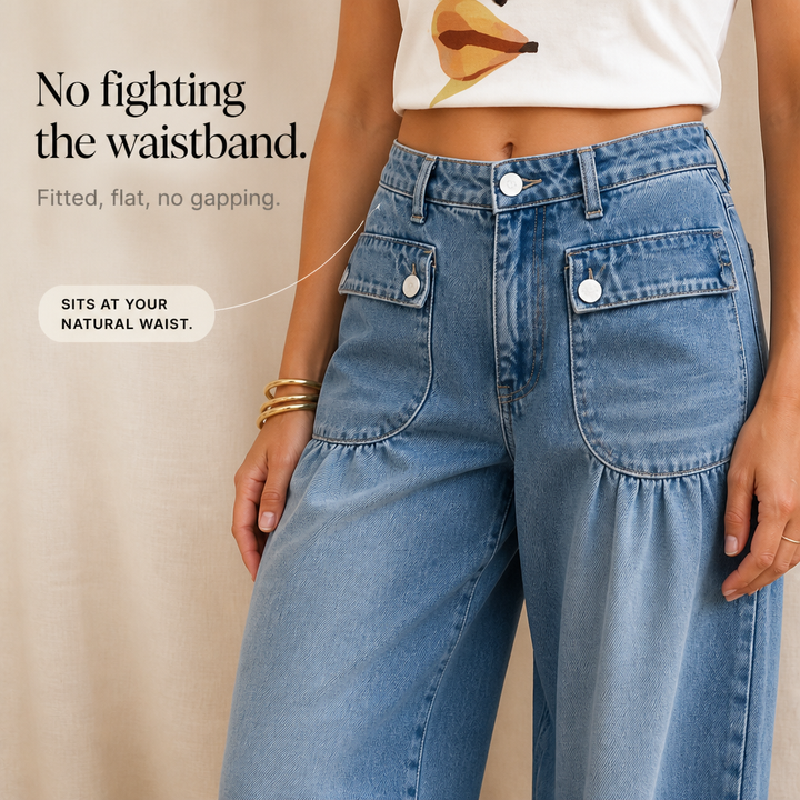 Balloon & Cinch – Drawstring Cuff Wide-Leg Balloon Jeans