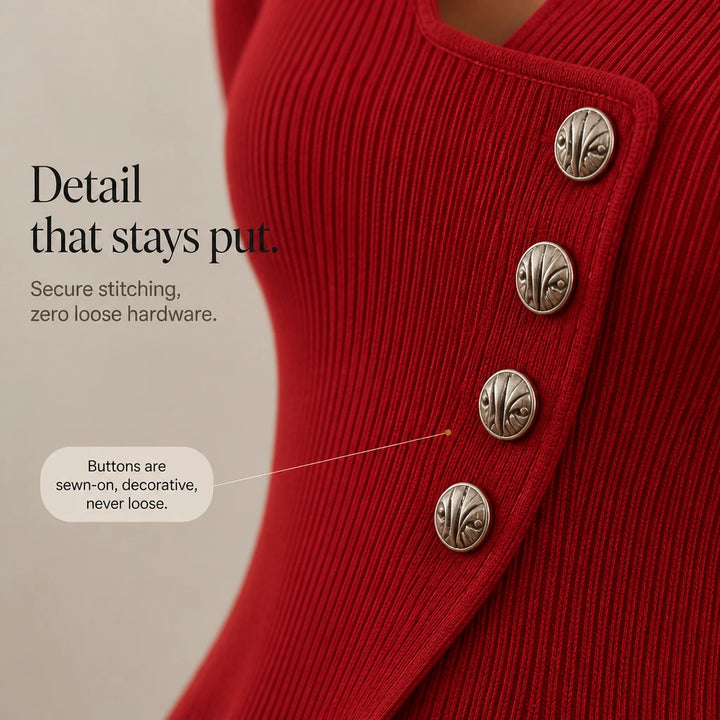 Velora – Asymmetrical Button Ribbed Peplum Top