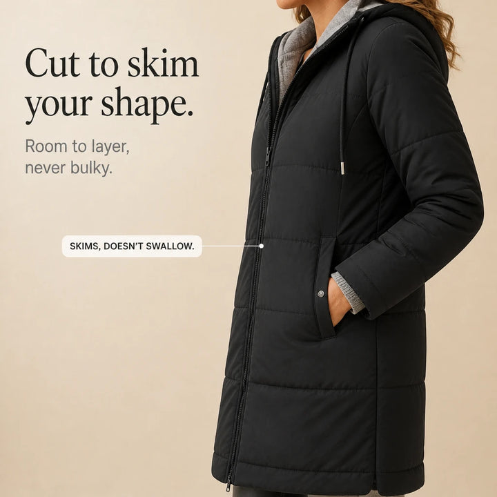 Veluna – Hooded Quilted Longline Coat