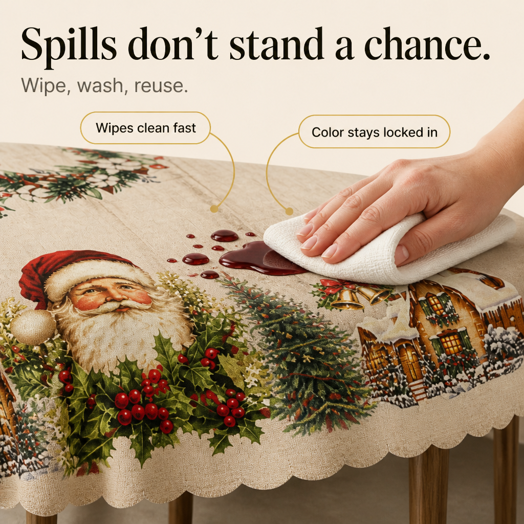 Noelora – Embossed Christmas Print Tablecloth