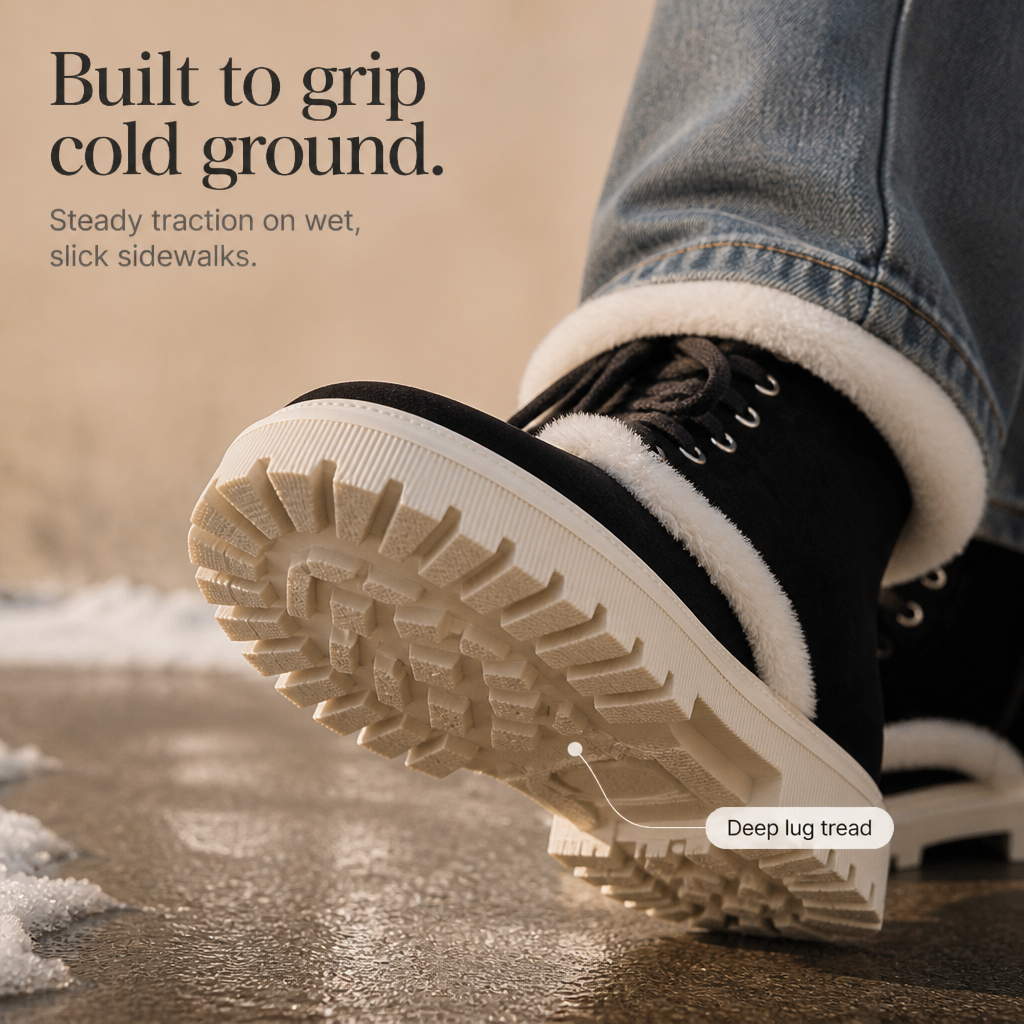 Velvara – Plush-Lined Lace-Up Mid-Calf Boots