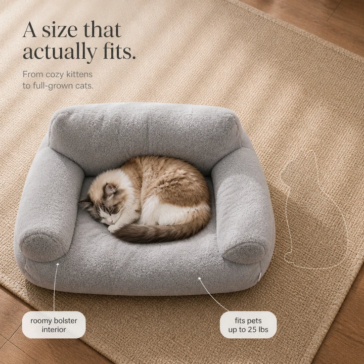 HearthPaw – Plush Sofa-Shaped Cat Bed