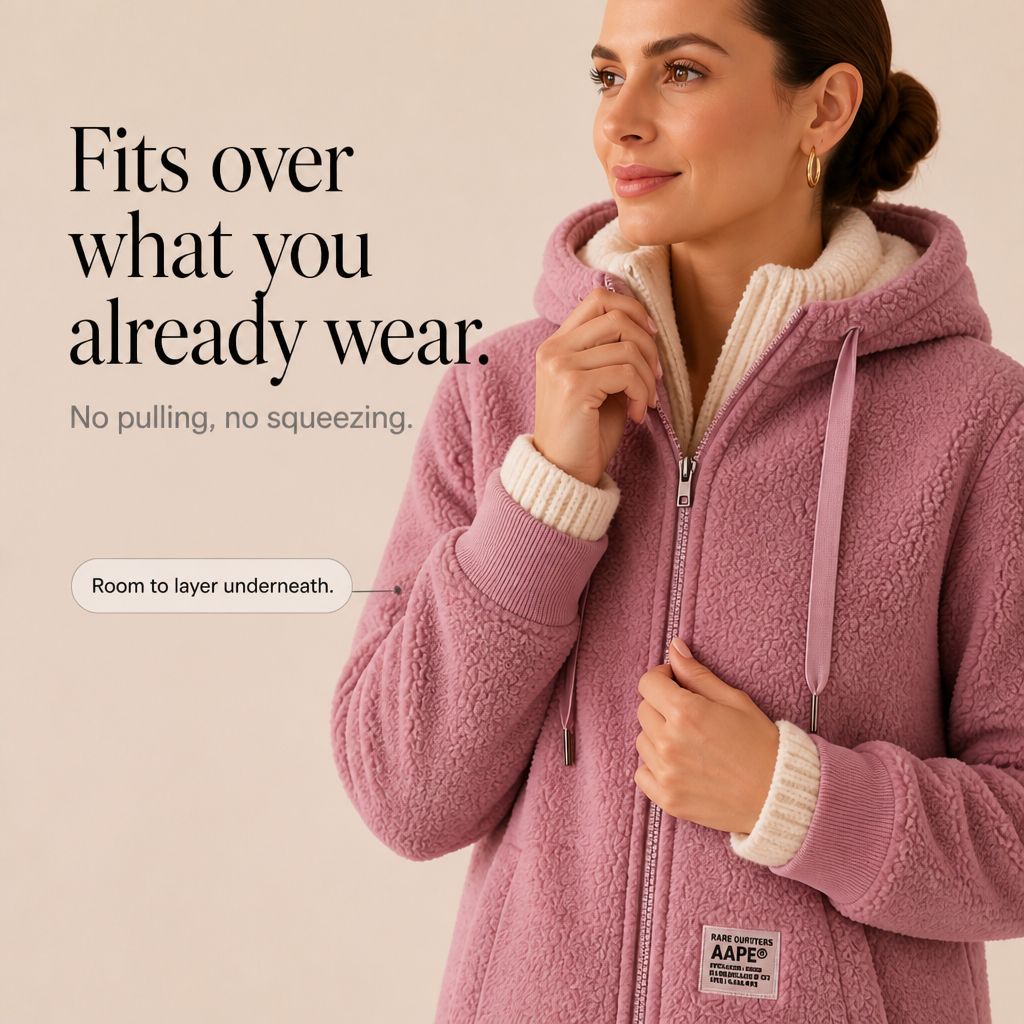 Veloura – Hooded Mid-Length Faux-Shearling Jacket