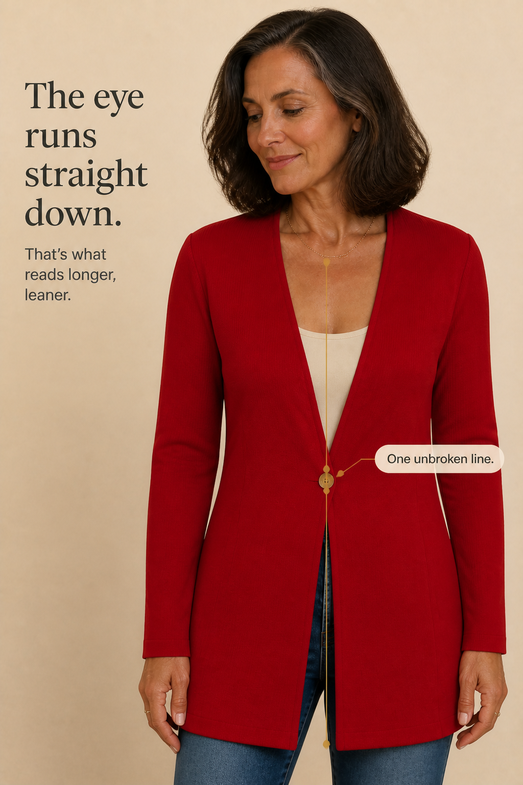 Linevalle – V-Neck Single-Button A-Line Blazer
