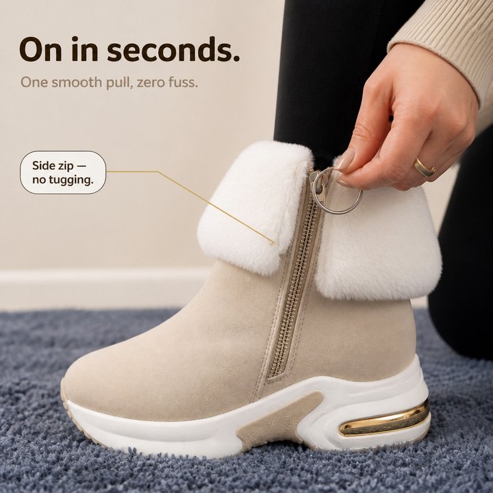 CozyLift – Plush-Cuff Zip-Up Ankle Boots