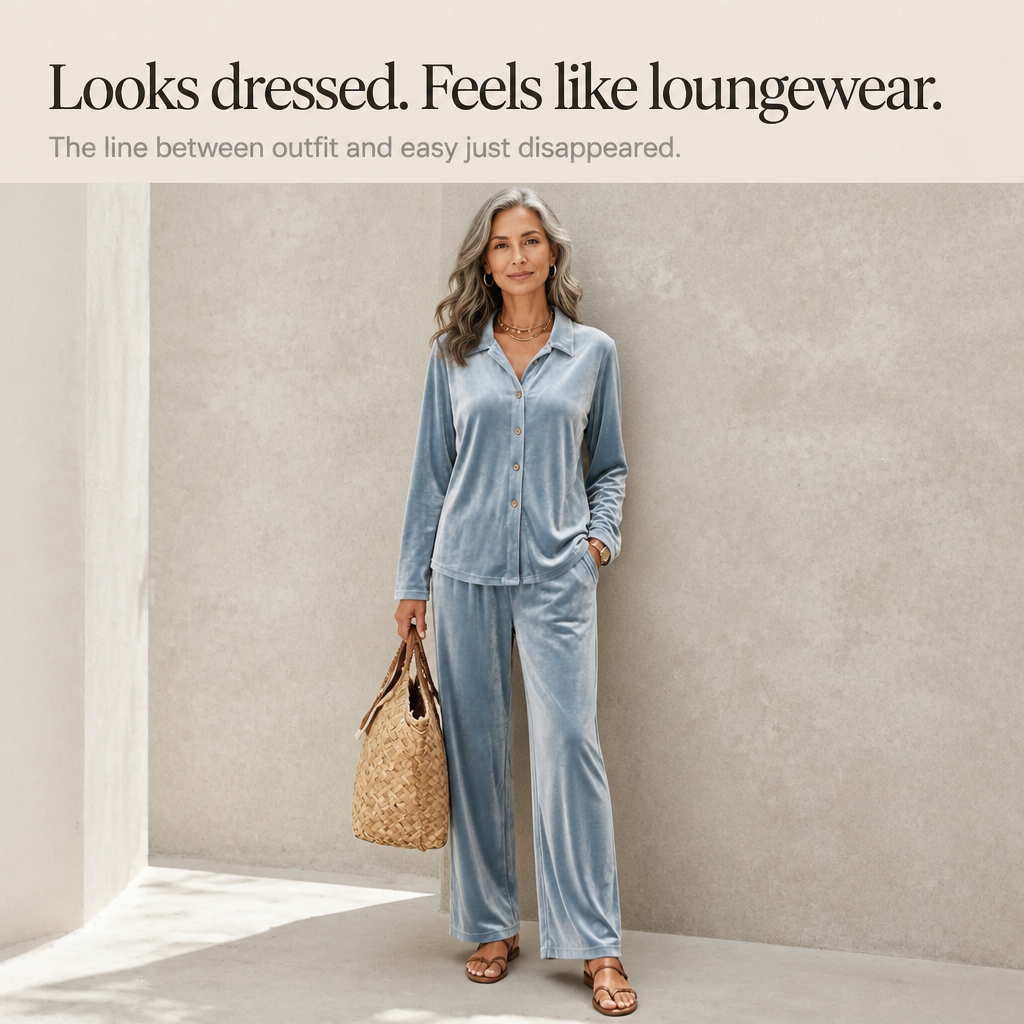 Wearbella – Velvet Wide-Leg Two-Piece Lounge Set