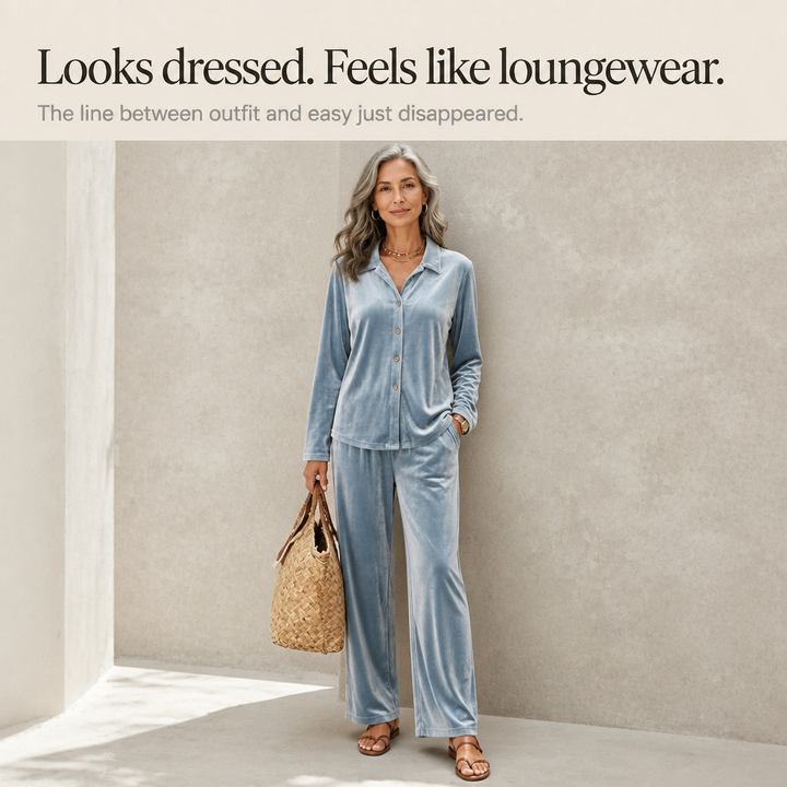 Wearbella – Velvet Wide-Leg Two-Piece Lounge Set