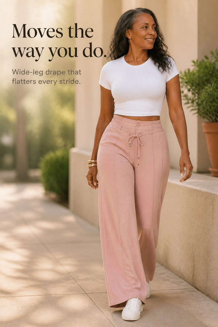 Linessa – Pleated Elastic-Waist Wide-Leg Trousers