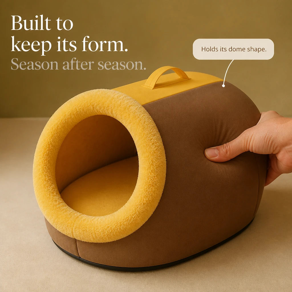 Cozyburrow – Enclosed Cave-Style Cat Bed With Removable Plush Cushion