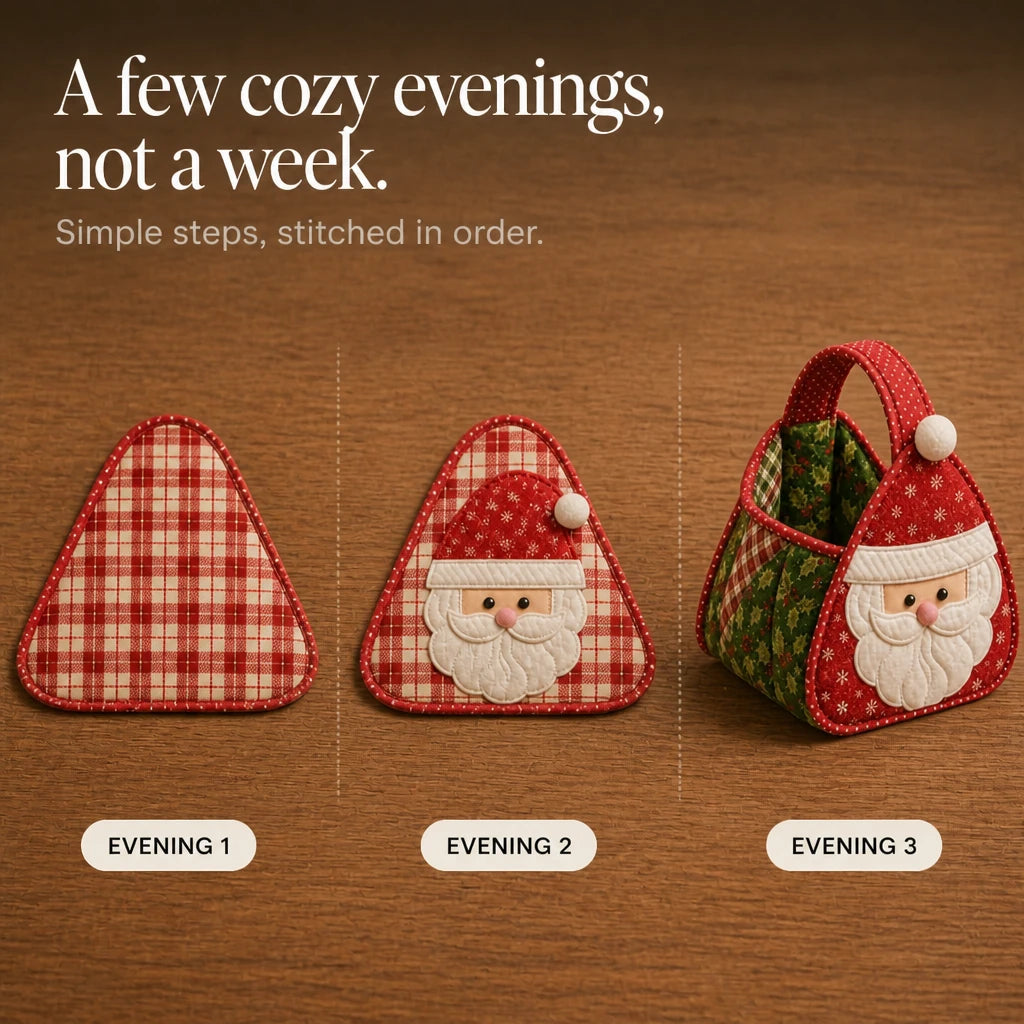 Holly & Stitch – Santa Appliqué Quilted Sewing Basket Kit