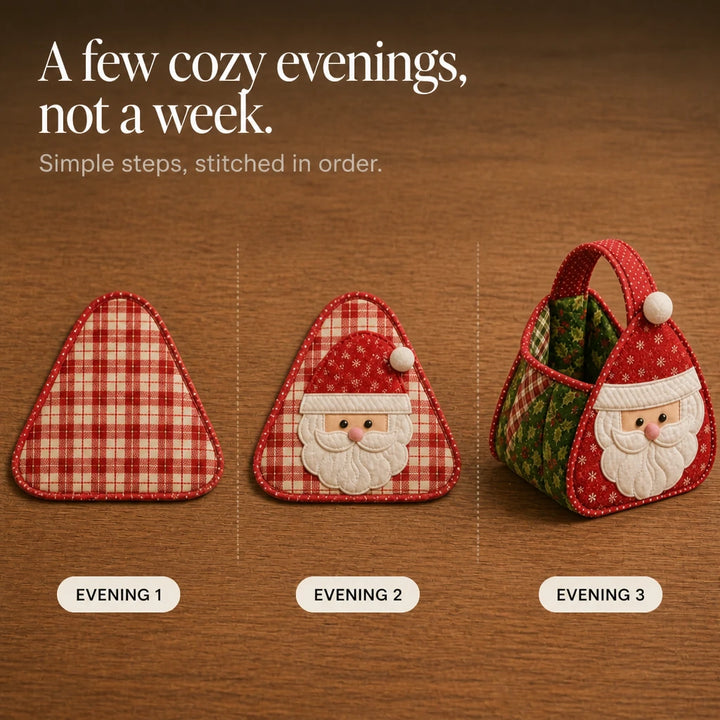 Holly & Stitch – Santa Appliqué Quilted Sewing Basket Kit