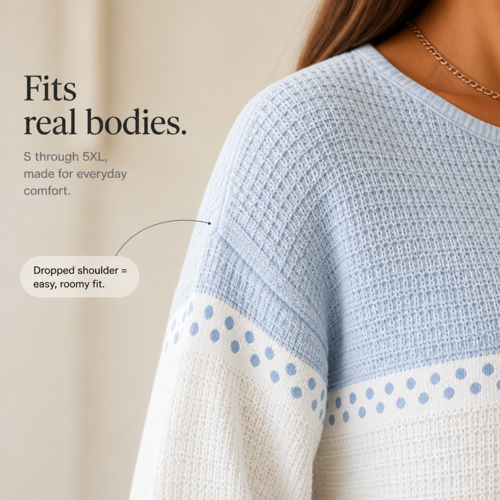 Waffleton – Layered Color-Block Waffle-Knit Henley Sweater