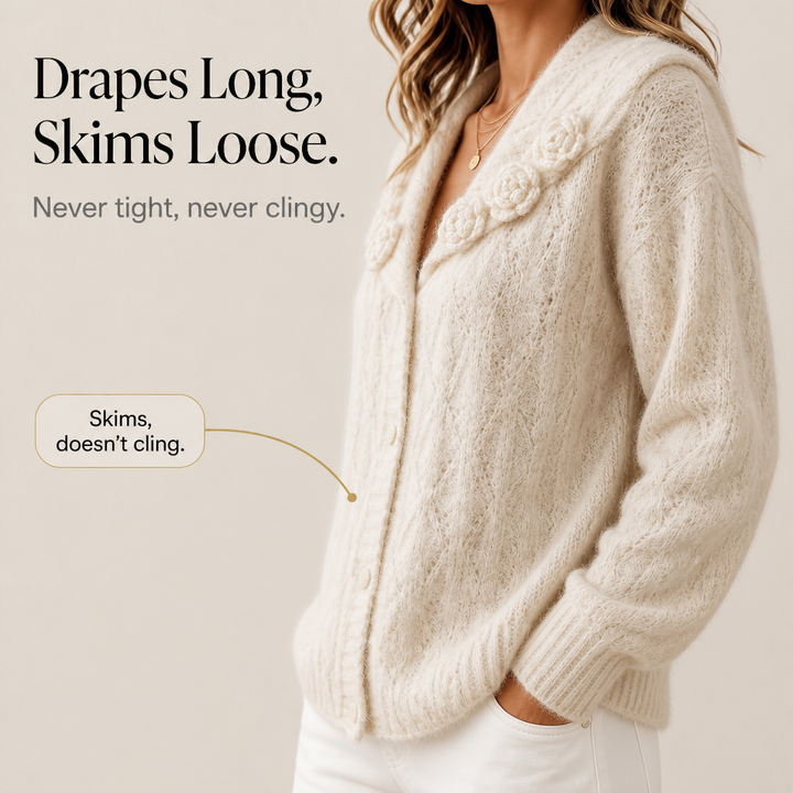 Florabelle Knit – Floral 3D Lapel Cable Knit Cardigan