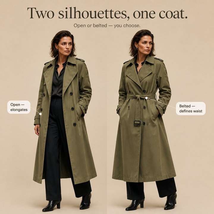 Mayfield – Double-Breasted Long Trench Coat