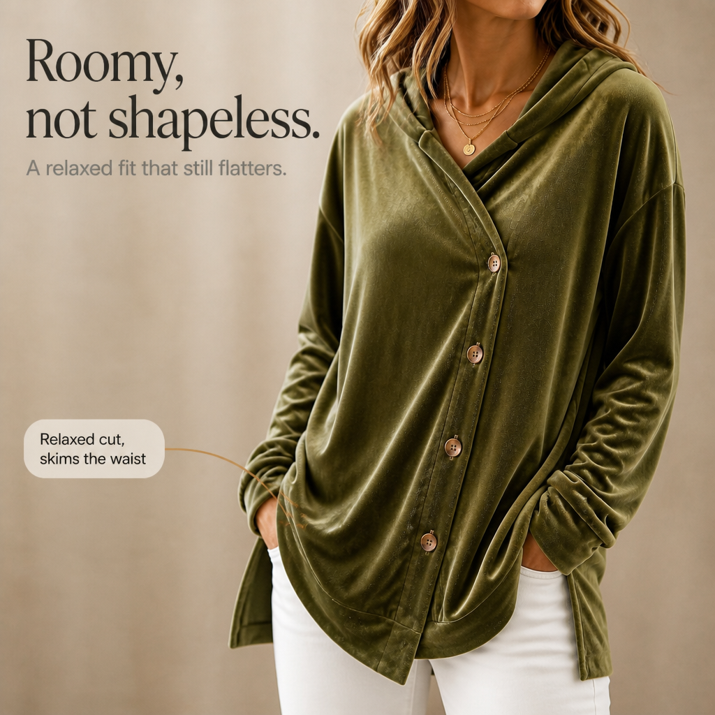 Velvenne – Asymmetric Button-Front Hoodie